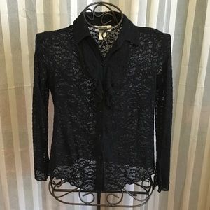 Sexy black lace blouse